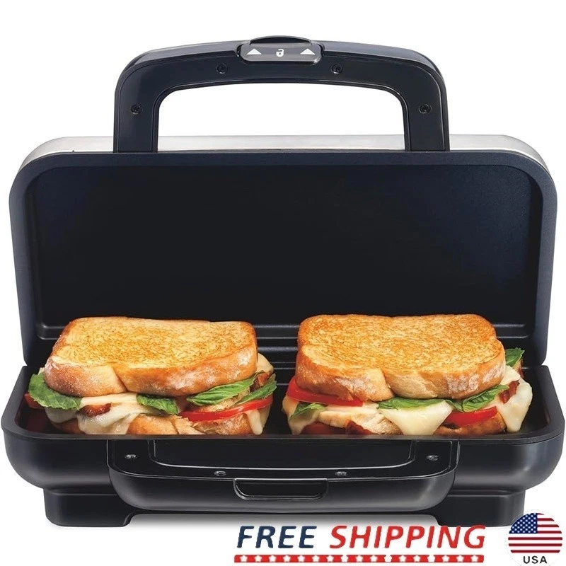 700W Nonstick Sandwich Maker Toasts 2 Thick Sandwiches Quick Easy Cleanup New