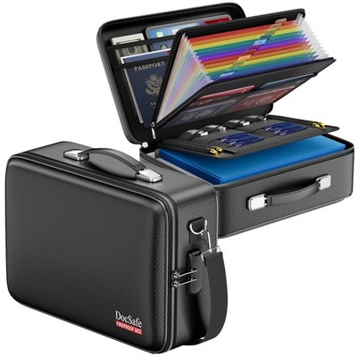 Fireproof Document Box with Lock, Hard Case File Organizer with Accordion Fil...