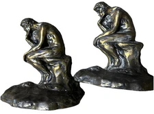 Vtg Bronze WB Weidlich The Thinker Metal Bookends