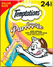 Temptations Creamy Puree Variety Pack of Squeezable Cat Treats, 0.42 Oz. Tubes, 