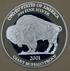 2001 Giant Buffalo Proof 4 oz .999 Silver Round Native American In Capsule Rare