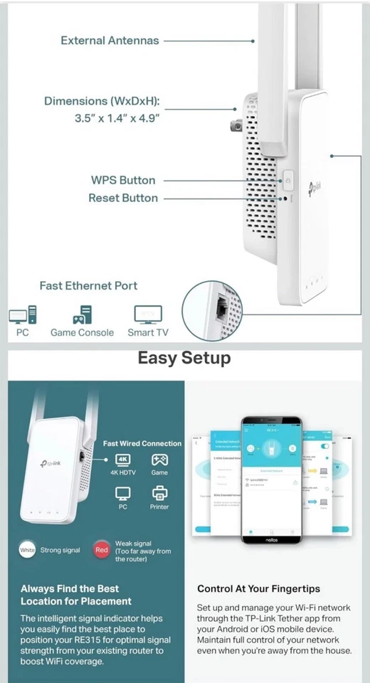 TP-Link AC1200 WiFi Extender, 1.2Gbps Home Signal Booster, Dual Band - Image 4 of 4