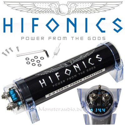 HIFONICS HFC-2000 2 Farad Powercap mit Remote Auto Kondensator 2F PKW KFZ