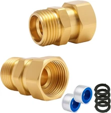 2 Pack Garden Hose Swivel Connector, 3/4 GHT Brass Hose Swivel Connector, 360� M