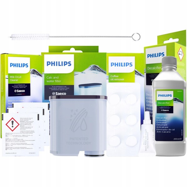 Philips Saeco Pflegeset Wasserfilter Entkalker Tabletten Milchreiniger BüRste-image