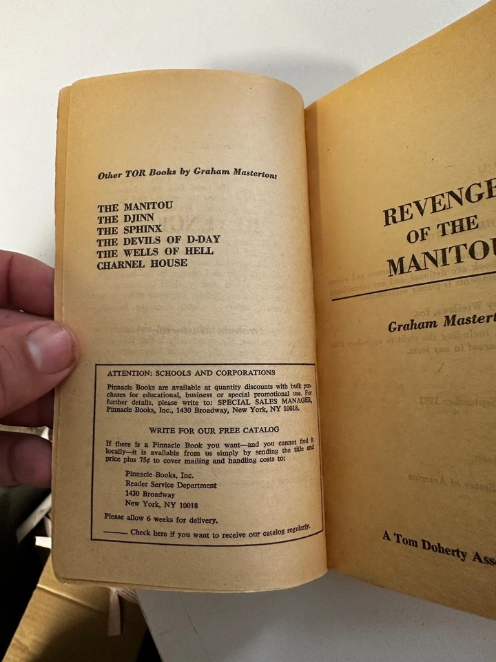 Revenge Of The Manitou Graham Masterton- Pinnacle Books 1979 Vintage Horror Foto 3 de 4