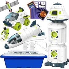 4 in 1 Space Shuttle Rocket Ship Set, Astronaut Spaceship Toys