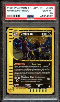 PSA 10 GEM MINT Umbreon H29/H32 SWIRL HOLO RARE Aquapolis Pokemon