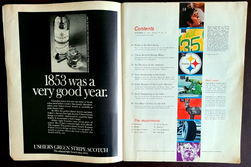 Sports Illustrated Pittsburg Steelers Football Joe Greene October 11 1971 - Image 3 of 3