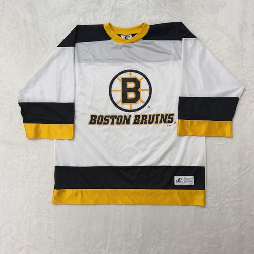 Vintage Logo Athletic Boston Bruins Jersey Mens XL White NHL Hockey Made In USA
