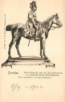 DRESDEN Elbe Reiter Statue Koenig Albert Modell