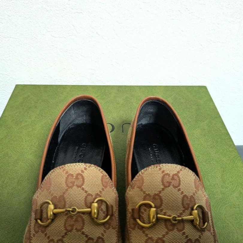 GUCCI Women's Loafers Horsebit GG Canvas Beige Size:36/JP:23 147846K Authentic thumbnail 7