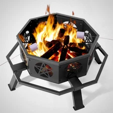 35"Fire Pit BBQ Octagon Shape Backyard Patio Garden Stove Wood Burning Fireplace