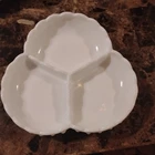 Vtg Fenton White Milk Glass Hobnail Ruffled 3 section Divided Relish Candy Dish