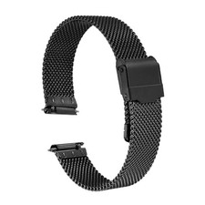 316L Stainless Steel Mesh Watch Band 15mm Quick Release Adjust Strap, Black