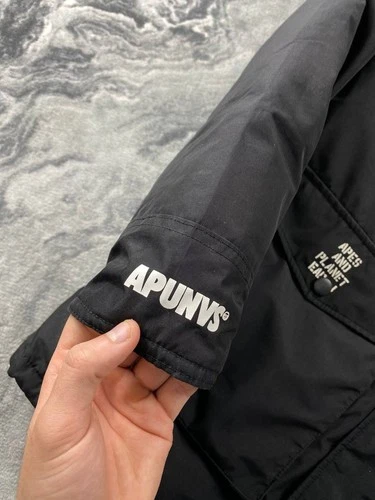 AAPE By A Bathing Ape Hooded Down Jacket Parka Men Size S Black  image 14
