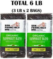 San Francisco Bay Coffee Organic Whole Bean Medium-Dark Roast, 3 lbs 2-pack 12.50 per pound
