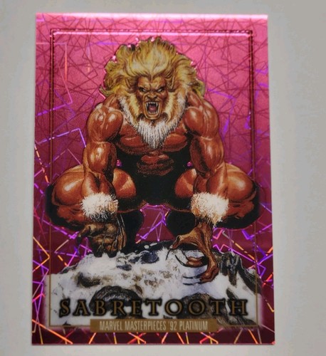 2024 Marvel Masterpieces ‘92 Platinum ALPHA 001 / 992 SABRETOOTH PINK LASERS - Picture 1 of 12