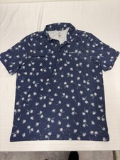 Hurley Printed Performance Polo Mens Size Large Palm Tree all over print Stretch
