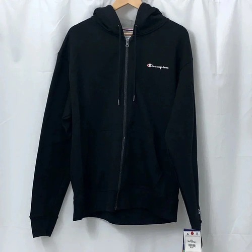 Felpa con cappuccio uomo Champion full zip nera taglia large nuova con etichette - Foto 2 di 7