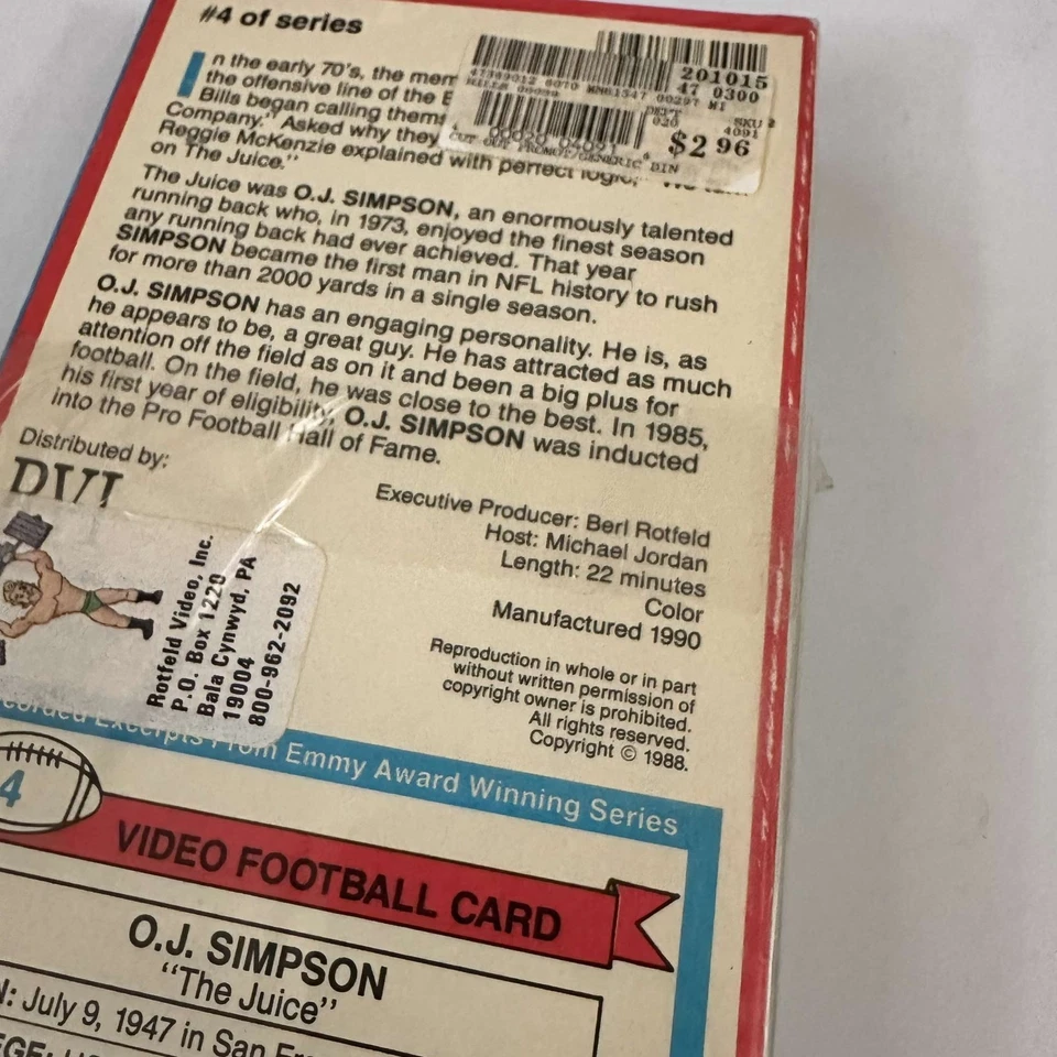 Rare Vintage O.J.Simpson VHS Video Football Card 1988 Sealed - Image 2 of 4