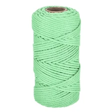 5/32" 328 Feet Macrame Cord, Cotton Cord Rope String 4 Strands Bright Green