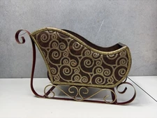 ✅ Decorative Metal & Wood Christmas Sleigh 14” Holiday Centerpiece