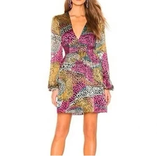 Saloni Camille Burnout Silk Wavy Dot Printed Multicolor Mini Dress Size 2