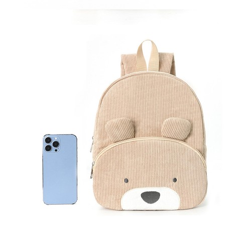 Cartoon Backpack Bear Corduroy Large Capacity Backpack Toddler Cute Plush Bag - Foto 8 di 15