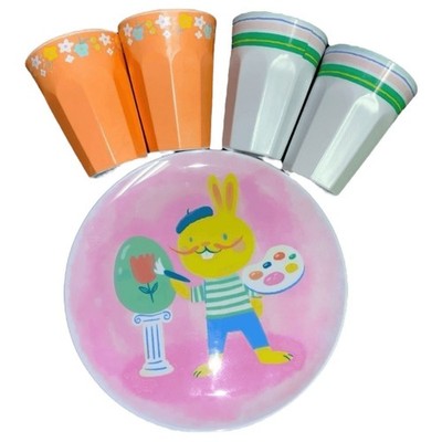 Spritz 10in Multicolor Bunny Artist Easter Kids 5 Pc Dinnerware Set