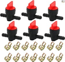 6Pcs 1/4" Inline Fuel Cut Off Valve 180 Gas Valve Fuel Shut off Valve with Cla