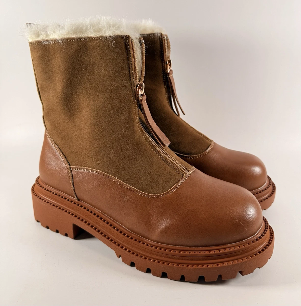 Bottes Femme à Fermeture éclair - Taille 7.5 US - Cuir Synthétique Noir - Occasion Presque Neuves