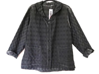KEKOO new! Vintage-Jacke Long-Bluse 46-48 (2) stone-washed Lagenlook anthazit - Bild 1 von 4