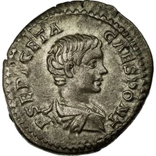 [#66927] Coin, Geta, Denarius, AU(55-58), Silver, Cohen:38