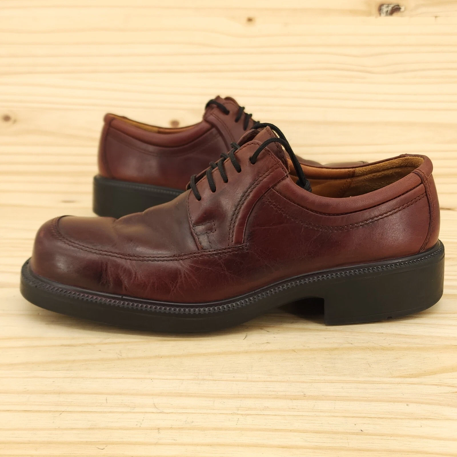 Scarpe eleganti da lavoro uomo Ecco City Oxford casual taglia 8 pelle marrone Y2K