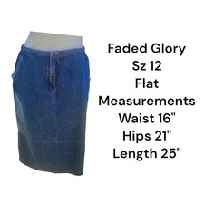 90s Vintage Pull String Skirt Faded Glory Above The Knee Sz 12 Denim Blue Jean