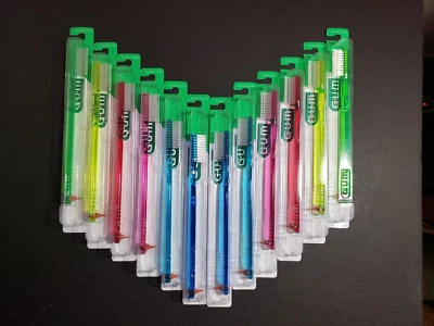 12 x Butler GUM 411 Classic Full size (4 rows) Straight Toothbrush w/rubber pick
