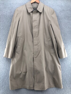 London Fog Coat Men 40 42 R Beige Maincoats Trench Removable Fur Liner Long  VTG*