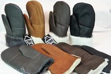 4 COLOR REAL GENUINE SHEEPSKIN SHEARLING LEATHER MITTENS UNISEX Fur Winter S-2XL