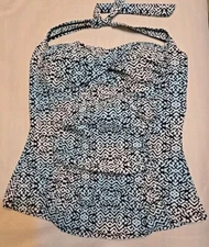 Assets Swimsuit Halter Top Large L Blue Geometric Designs Sara Blakely Spanx 