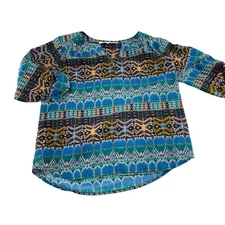 Collective Concepts Womens Boho Tribal Print Blouse Size S Polyester