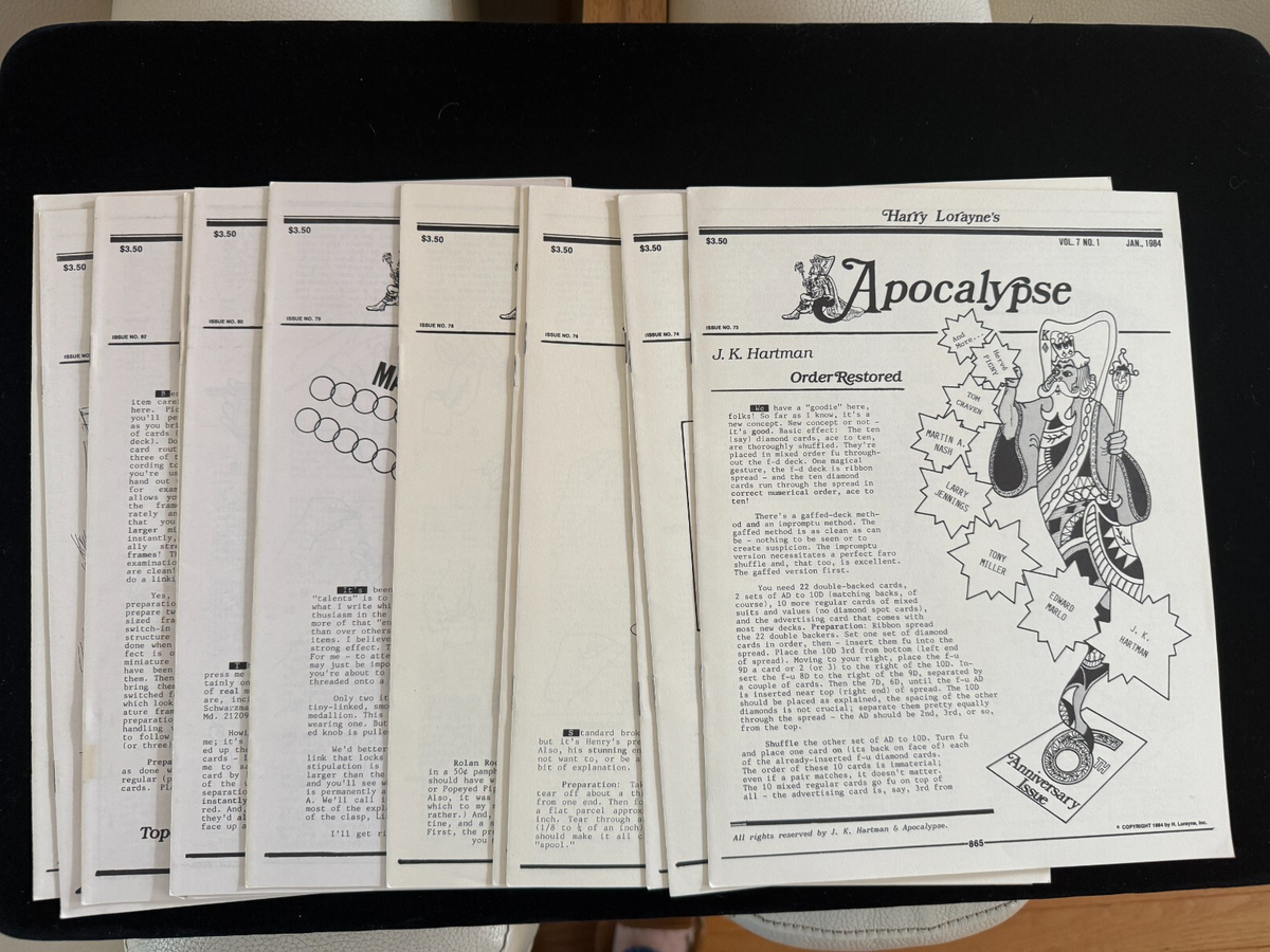 Harry Lorayne's Apocalypse Complete Year 1984 Magic Publication | eBay