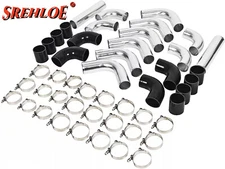 3" Universal Aluminum Intercooler Turbo Piping + Black Hose + T-Clamp Kits