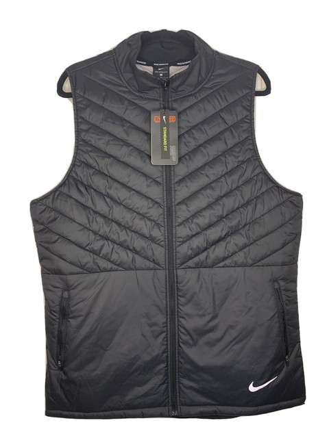 Nike Aerolayer Mens Thermal Running Full Zip Gilet Vest Cj5478 Black Size Medium for sale online 