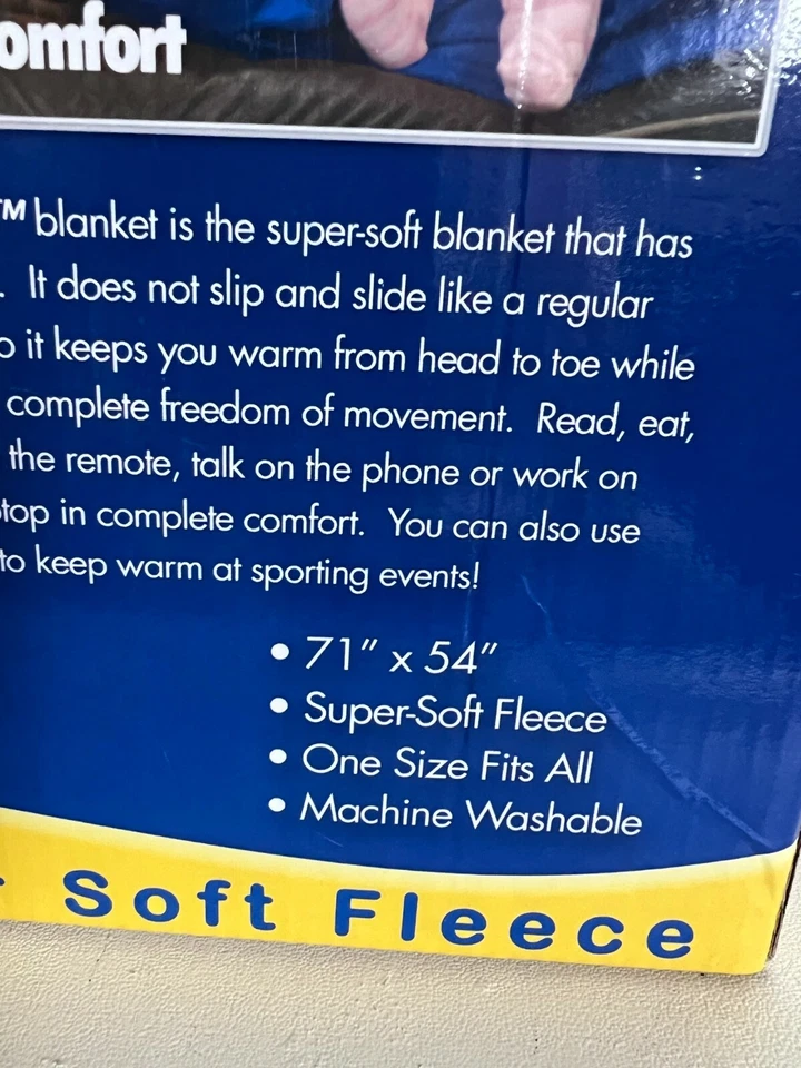 The Original Snuggie Blanket Blue Fleece With Sleeves  Open Box - Image 4 of 4