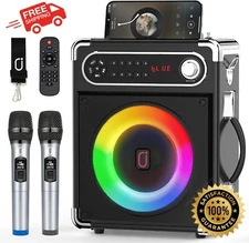 JYX Karaoke Machine with Two Wireless Microphones, Portable Bluetooth Speaker
