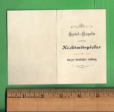 VINTAGE GERMAN GAME RULES FOR NON-PLAYER "HALT'S MAUL " SHUT UP 2.5"X4" RARE