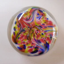 Vintage Multicolored Glass Paperweight Art Deco Design Table Desk 1950 N7557