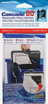 Penn-Plax Cascade 80 GPH Filter Cartridge Disposable Floss/Carbon Filter 3-Pack