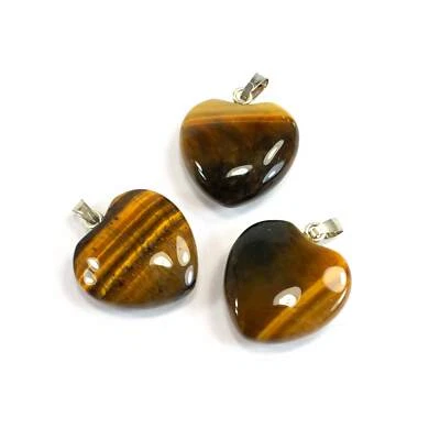 STEINGRAU Tigerauge Herz Anhänger 19-21 mm Schmuck Edelsteinanhänger Liebe Geschenk Geburt